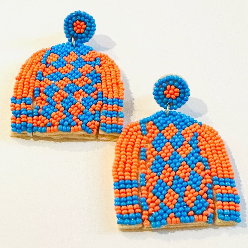 Kentucky Derby Seed Bead Jockey Silks Earrings
